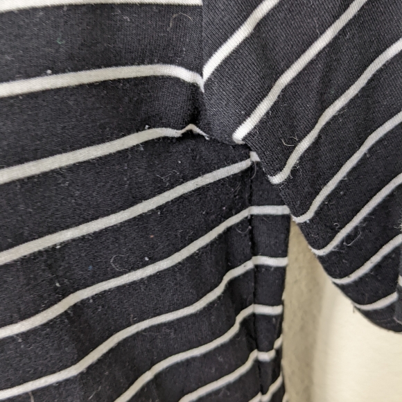 DECREE Body Suit Stripe Black White Criss Cross Plunge Front Short Sleeve Medium - Picture 4 of 7